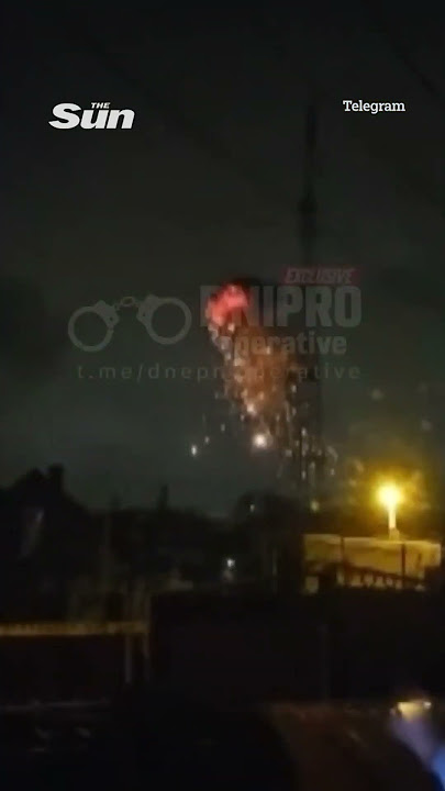Moment Russian drone hits TV tower in Dnipro, Ukraine #warinukraine #ukraine