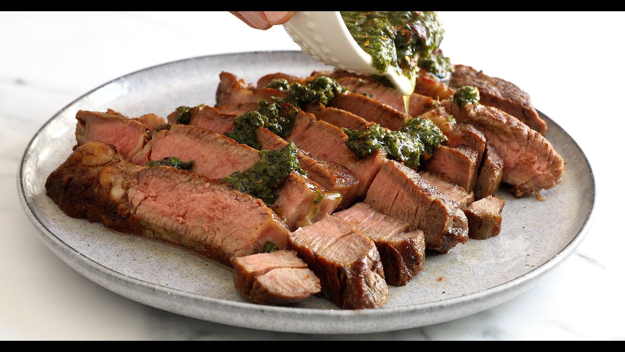 Pan-Seared Flank Steak with Herb Sauce