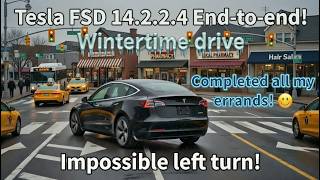 Tesla FSD 14.2.2.4 takes on impossible left turn while exiting Whole Foods
