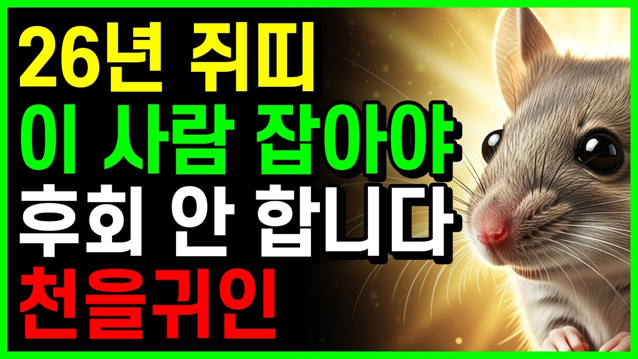 쥐띠 이 사람 잡으면 인생 180도 바뀝니다 | 2026년 하늘이 보낸 천을귀인 | 소띠 원숭이띠 주목