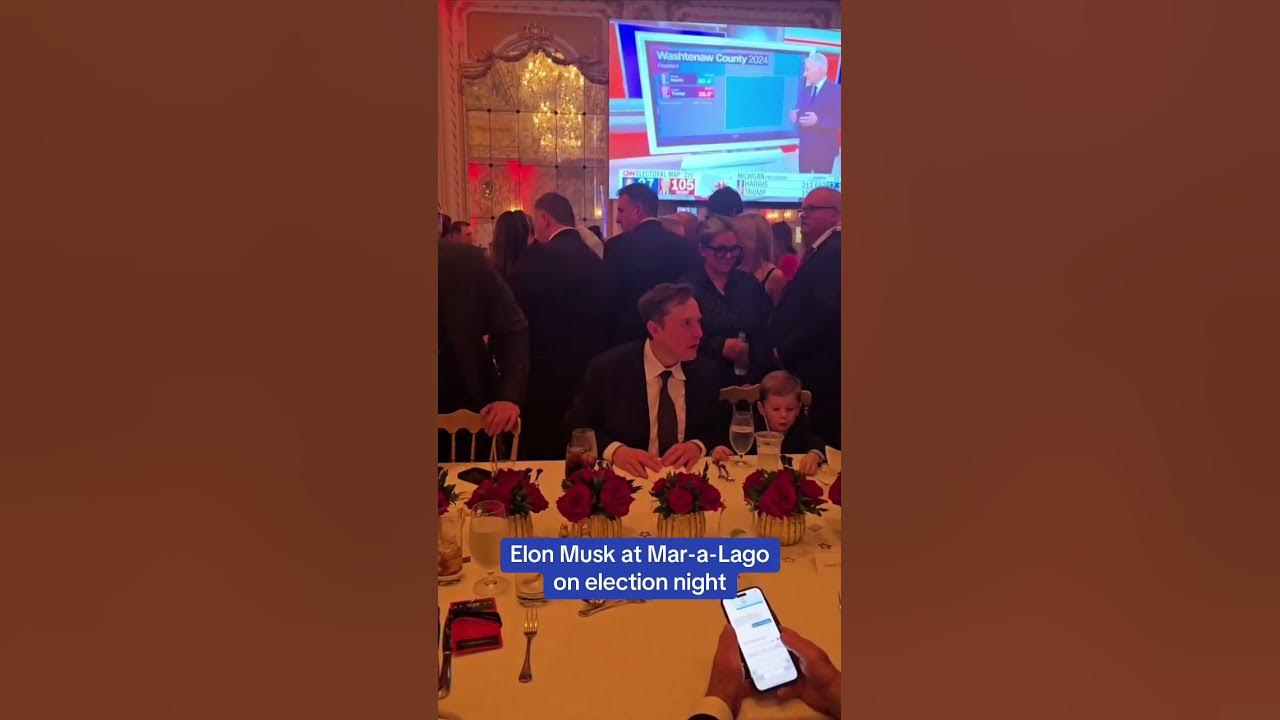Elon Musk supporting Trump at Mar-a-Lago on Election Night