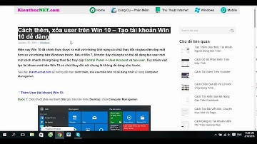 Hướng dẫn thêm, xóa User trên Win 10