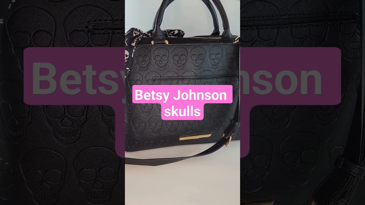 Betsey Johnson Black Sugar  Skull Embossed Women's Satchel Soulder Hand Bag NWT