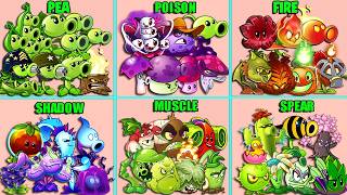 Pvz 2 - 6 Team FIRE x PEA x SPEAR x SHADOW x POISON x MUSCLE Battlez - Who Will Win?