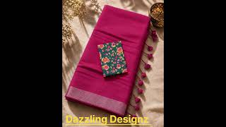soft & lightweight Lenin Cotton Sarees with kalamkari blouse
