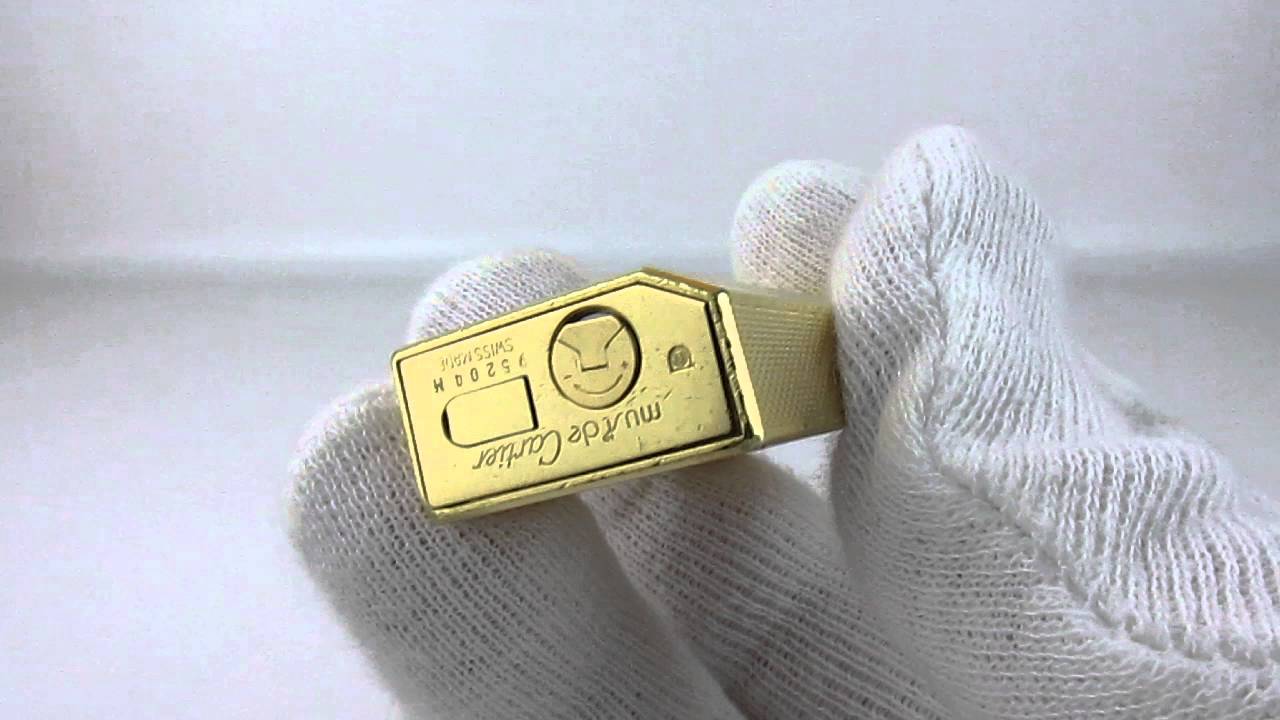 Rare Pentagon 1970-90 Gold Plated Must de Cartier Lighter Ping Sound and Presentation -