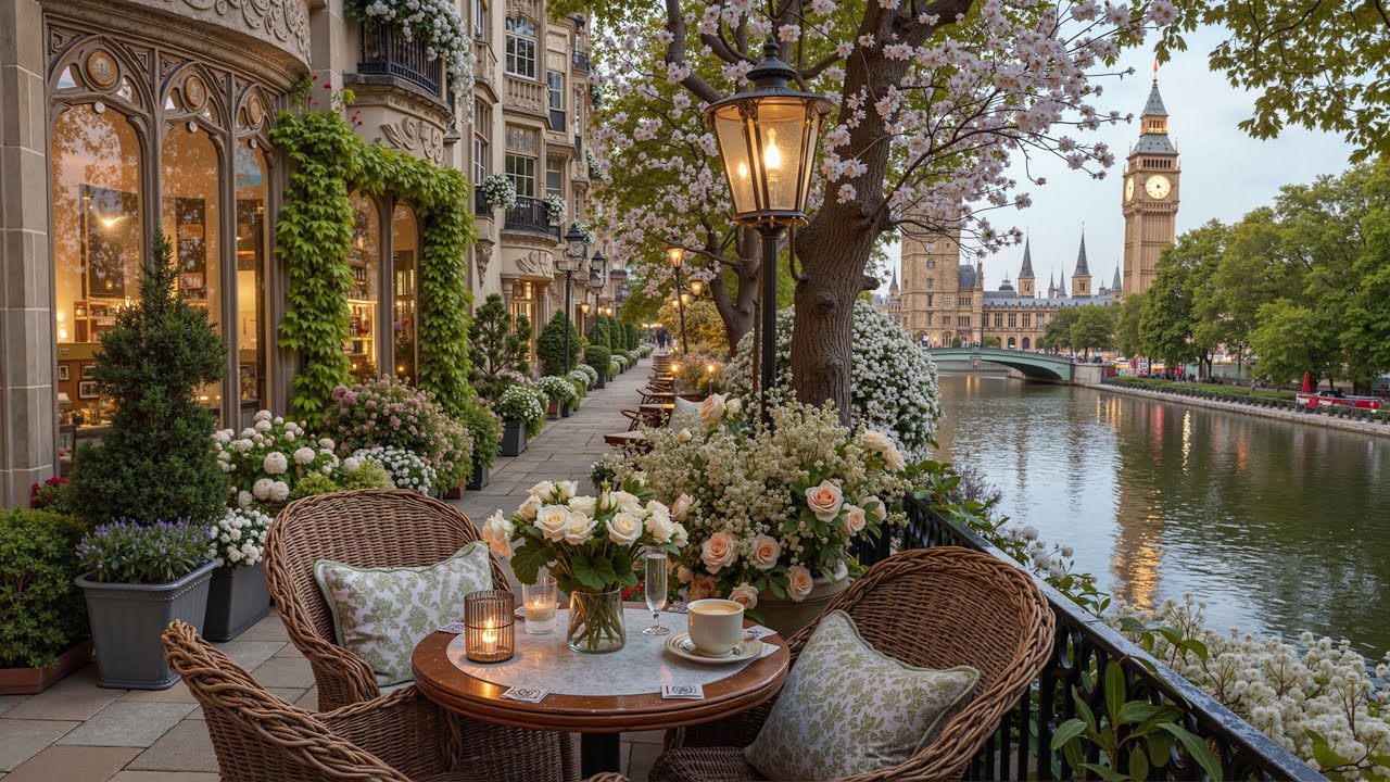 London Riverside Cafe Jazz in the Morning | Smooth Bossa Nova & Soft Jazz Piano Music for Calm Focus