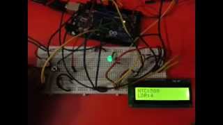 Arduino Mega project with NTC, LDR, LCD char display, and Buzzer