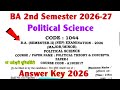 ba 2nd semester political theory and concepts | political science ba 2nd semester answer key 2026-27
