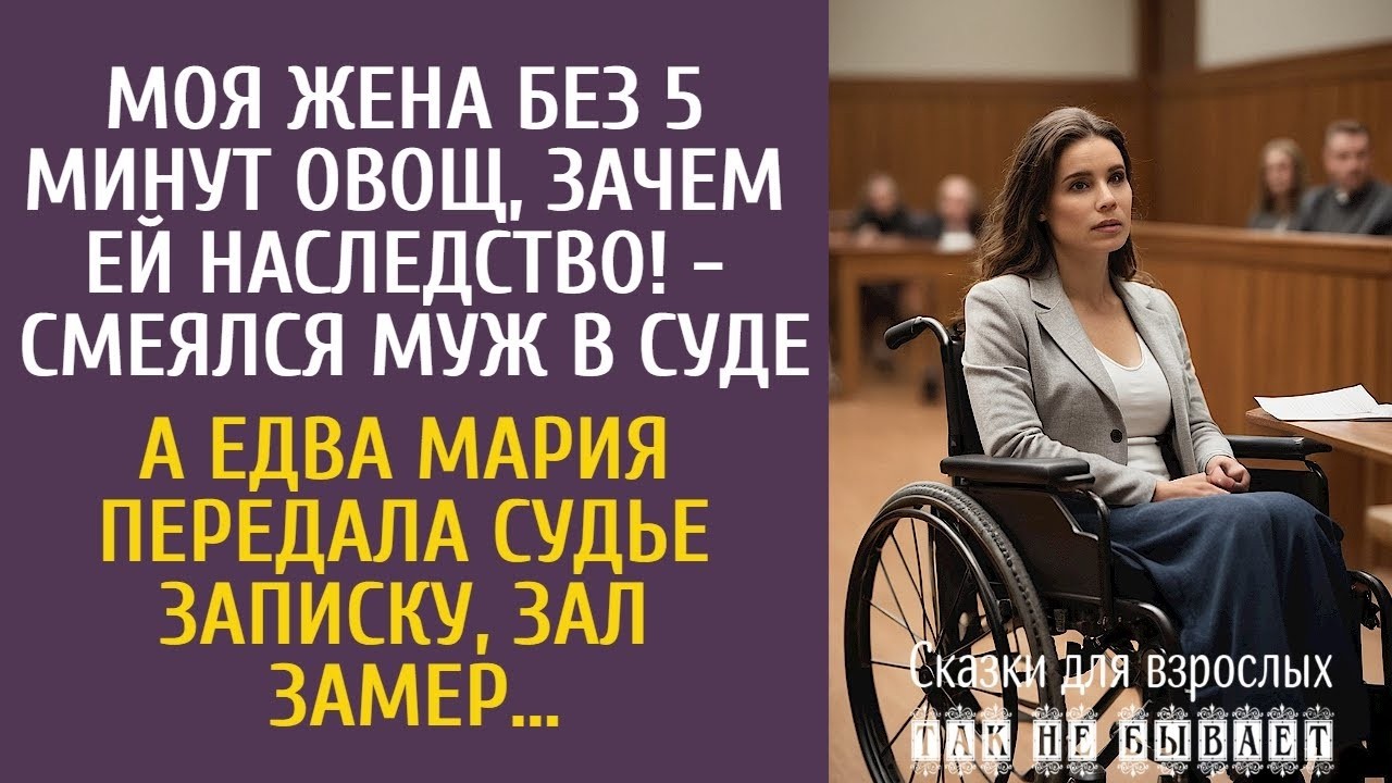 Моя жена без 5 минут овощ, зачем ей наследство! - смеялся муж в суде… А едва Мария передала записку…