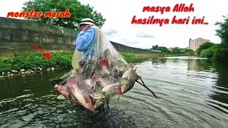 Masya Alloh hasilnya..😱 Rejeki nomplok menjala ikan tepat di sarangnya ikan nila liar