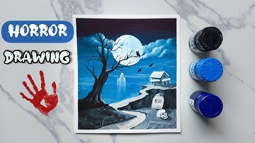 Drawing of a horror place : tutorial #shorts