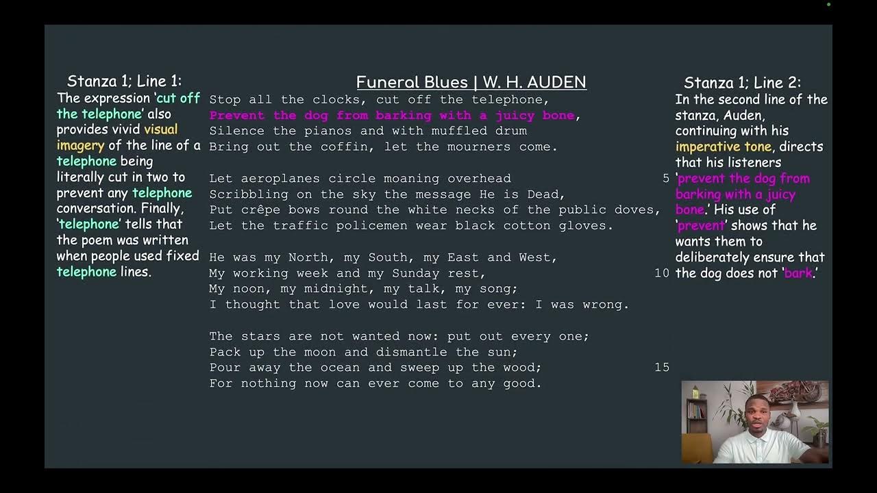 'FUNERAL BLUES' ANALYSIS — W. H. AUDEN GCSE IGCSE YouTube