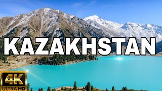 FLYING OVER KAZAKHSTAN (4K UHD) - AMAZING BEAUTIFUL SCENERY &amp; RELAXING MUSIC