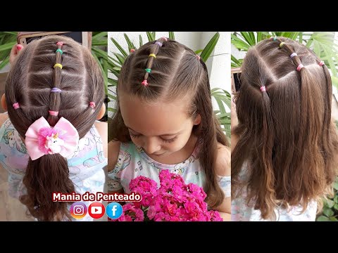 Penteado Infantil com ligas para cabelo curto, médio ou longo