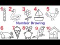 How to draw pictures using numbers 1 to 10  number drawing easy step by step 