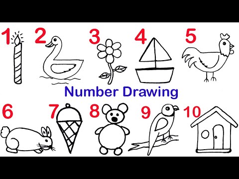 How to draw pictures using numbers 1 to 10 || Number Drawing easy step by step ||