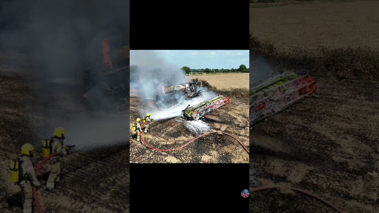 F I R E 🚒🔥, COMBINE HARVESTER UP IN SMOKE. 