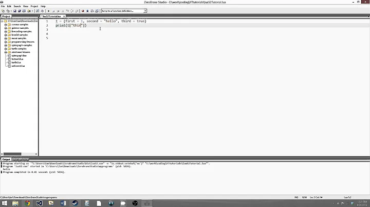 Lua 5.2 Tutorial 5: Basic Tables