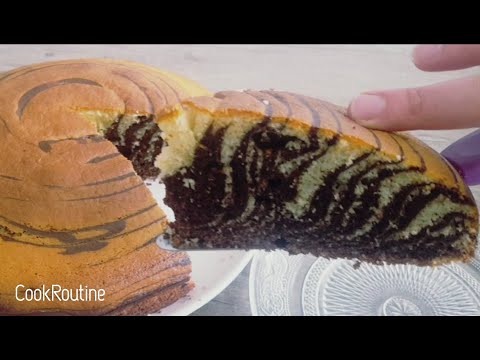 gâteau-marbré-zébré-recette-facile/-zebra-cake-كيكة-الزيبرا-الرخامية-الهشة