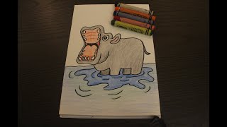 Learn About Hippopotamus Before We Start Drawing | Easy Drawing | Hippo Drawing | Cute Hippo