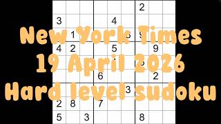 Sudoku solution – New York Times 19 April 2026 Hard level sudoku screenshot 3