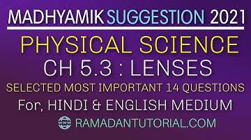 important questions for madhyamik Ch 5 Light 5.3 Lenses By Ramadan Tutorial