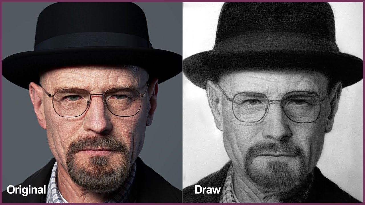 Realistic Pencil Drawing of Walter White Time lapse - YouTube