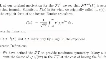 Fourier Theory Part 2: The  Fourier Transform