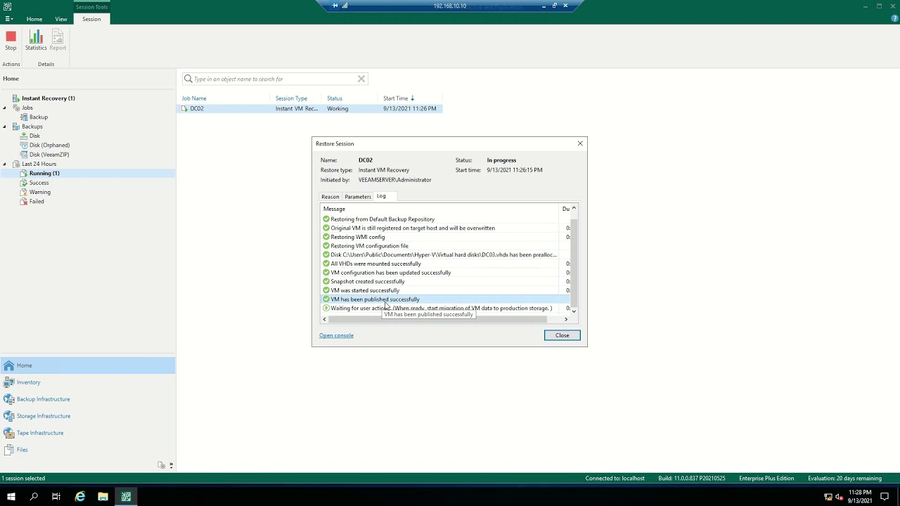 Veeam Instant VM Recovery Demo