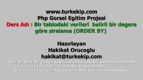 php Ders 55   Bir tablodaki verileri  belirli bir degere göre si