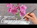 Wild geranium - Gouache painting demo
