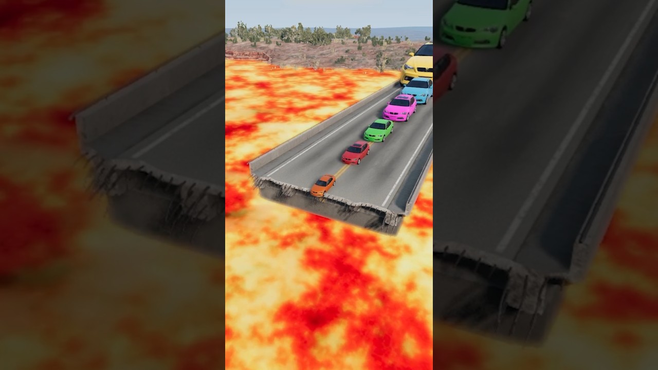 Mixed Color Small to Giant vs Broken Bridge – BeamNG.drive 