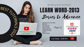 Part-2 Introduction to Word| Learn MS-WORD 2013 [Live]