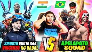 Smooth 🇮🇳 White 444 🇲🇦 vs Apelapato 🇧🇷 Squad ( Brazil ) Clash of God 🥵 CS Battle #nonstopgaming