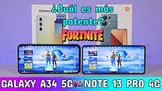 Prueba de Rendimiento & Potencia✔️Redmi Note 13 Pro 4G vs Samsung Galaxy A34🔥 Fortnite😱Cuál comprar?