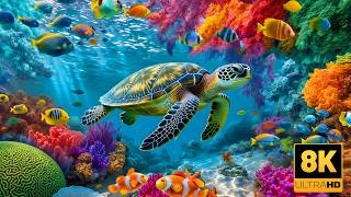 Fish &amp; Coral Reef Aquarium 8K 🐢 Stunning Sea Creatures &amp; Soothing Ocean Sounds for Deep Sleep