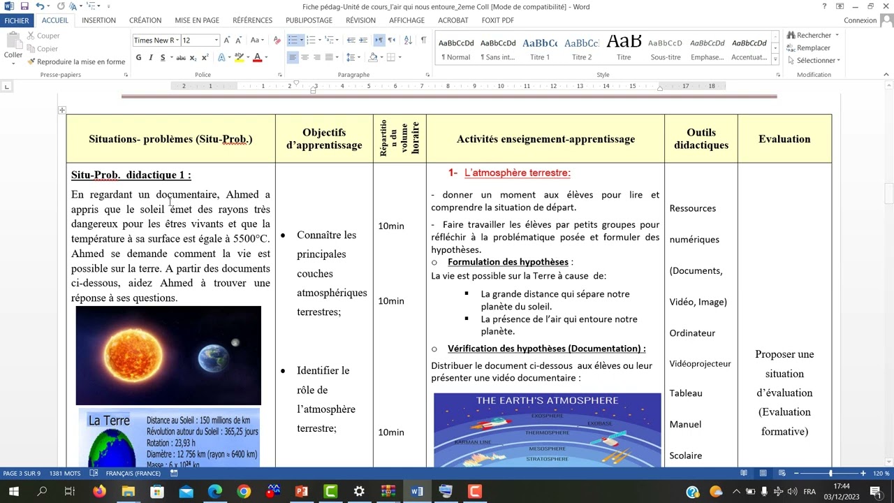 comment construire une fiche pédagogique physique chimie