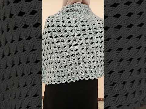 شال كروشيه مستطيل بأجمل غرزة مع كروشيه مريم