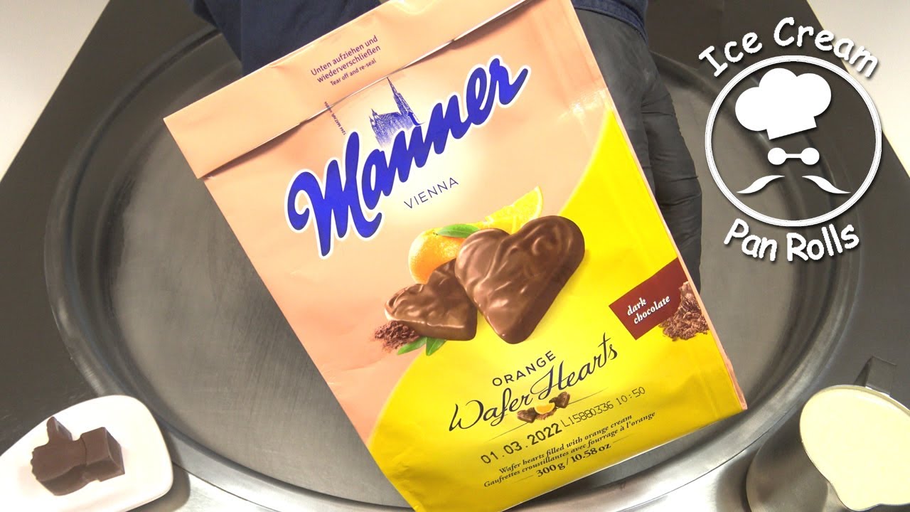 Manner Orange Wafer Hearts Ice Cream Rolls | ASMR | how to make oddly satisfying ice cream