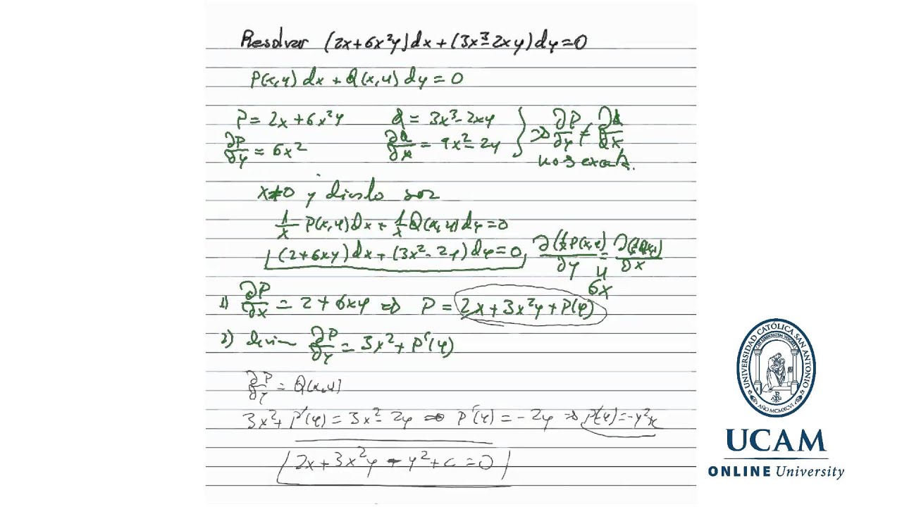 Ingeniería Civil - Factor integrante. Ej. pEFM L01P63 - Jesús Soto - YouTube