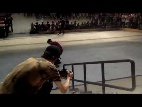 Youness Amrani: Kickflip Manual to Feeble Grind on the Rail at AmsterDamn Am 2012