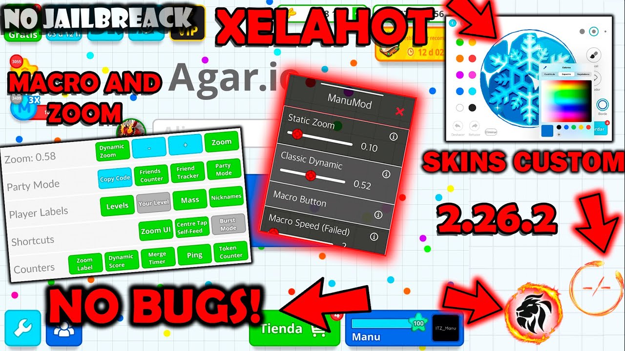 XELAHOT MACRO AND ZOOM TUTORIAL - NEW MOD - NO JAILBREAK - NEW VERSION  2.26.0 - AGAR.IO MOBILE 