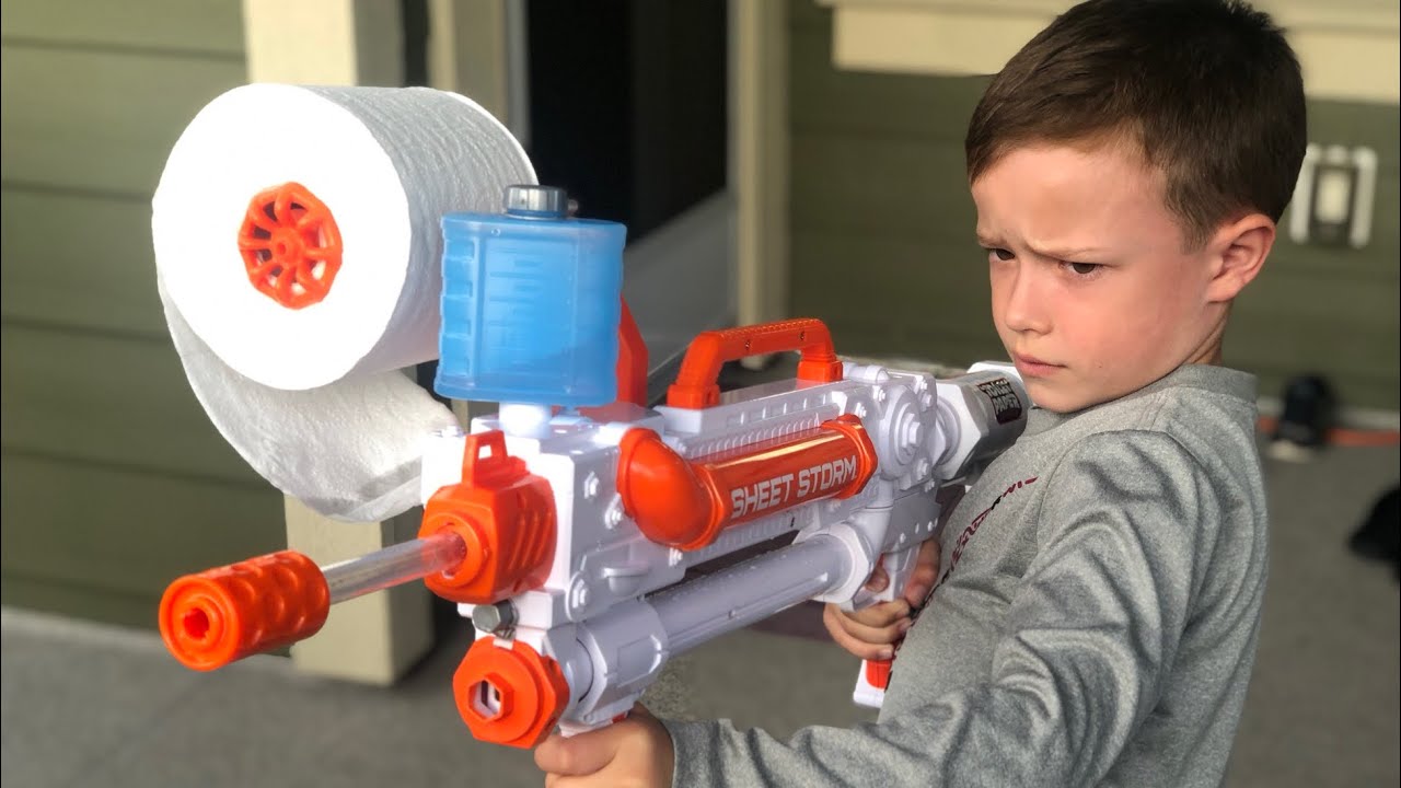 Toilet Paper Blasters Rapid-Fire Toy Blaster Sheet Storm!