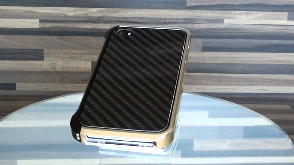 Aluminium Bumper Case Echt Carbon für IPHONE 4 Silber -Schwarz