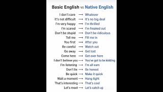 Basic English vs Native English #english #grammar #spokenenglish #vocabulary #shorts