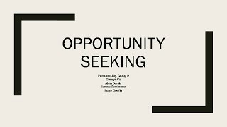 Stability 9 - Opportunity Seeking: Market - Product Fit