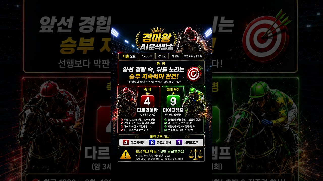 선행 뒤 찰싹 붙으면 됩니다!!(8월8일 서울경마 2경주)