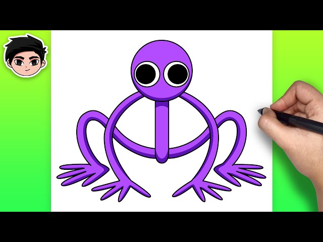 HOW TO DRAW PURPLE from ROBLOX RAINBOW FRIENDS  como dibujar a morado de roblox  rainbow friends 