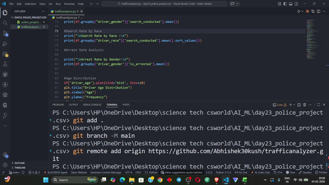 Learning AI From Zero – Real-World Police Data Analysis Using Pandas (Live Project)| Day 23